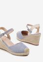 Niebieskie Sandały na Koturnie w Stylu Espadryli Ozdobione Plecionką Iladira