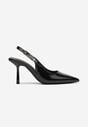 Czarne Lakierowane Czółenka na Kaczuszce Slingback Silvesa