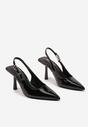 Czarne Lakierowane Czółenka na Kaczuszce Slingback Silvesa