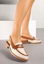Brązowo-Beżowe Sandały Typu Slingback Ozdobione Paskiem Foniel