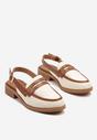 Brązowo-Beżowe Sandały Typu Slingback Ozdobione Paskiem Foniel