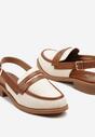 Brązowo-Beżowe Sandały Typu Slingback Ozdobione Paskiem Foniel