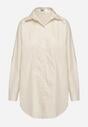 Beżowa Bawełniana Długa Koszula z Regulacją przy Rękawach Dorivelle