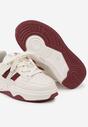 Beżowo-Czerwone Buty Sportowe Sneakersy na Grubej Podeszwie z Geometrycznym Wzorem Davinias