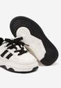Beżowo-Czarne Buty Sportowe Sneakersy na Grubej Podeszwie z Geometrycznym Wzorem Davinias