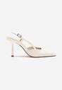 Białe Sandały na Szpilce Typu Slingback Leathara