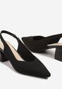 Czarne Czółenka na Słupku Typu Slingback Fonnaria