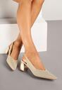 Złote Czółenka na Słupku Typu Slingback Fonnaria