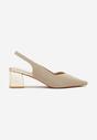 Złote Czółenka na Słupku Typu Slingback Fonnaria