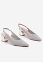 Srebrne Czółenka na Słupku Typu Slingback Fonnaria