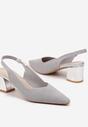Srebrne Czółenka na Słupku Typu Slingback Fonnaria