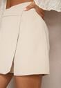 Jasnobeżowe Asymetryczne Spódnico-Szorty High Waist Nonalin