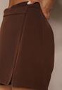 Ciemnobrązowe Asymetryczne Spódnico-Szorty High Waist Nonalin