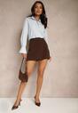 Ciemnobrązowe Asymetryczne Spódnico-Szorty High Waist Nonalin