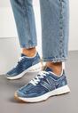 Granatowe Sneakersy Ozdobione Przeszyciami Varretis