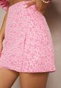 Różowe Spódnico-Spodenki High Waist w Ozdobne Kwiatuszki Nelzemis