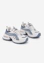 Niebiesko-Białe Sneakersy na Platformie z Geometrycznym Motywem Nyramia
