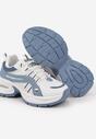 Niebiesko-Białe Sneakersy na Platformie z Geometrycznym Motywem Nyramia