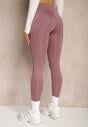 Fioletowe Legginsy High Waist z Gumką w Pasie Cloen
