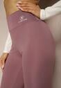 Fioletowe Legginsy High Waist z Gumką w Pasie Cloen