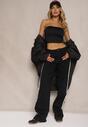 Czarne Jeansy High Waist o Szerokim Kroju z Ozdobnymi Lampasami Ulivira