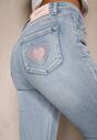 Niebieskie Jeansy Slim High Waist z Haftem na Tylnej Kieszeni Adinaria