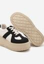 Czarno-Beżowe Sneakersy Typu Tenisówki na Żłobionej Platformie Lorreia
