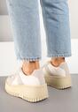 Beżowo-Szare Sneakersy Typu Tenisówki na Żłobionej Platformie Lorreia