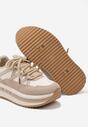Ciemnobeżowe Sneakersy na Platformie Ozdobione Geometrycznym Motywem Tulivia