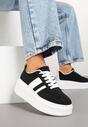 Czarne Sneakersy Klasyczne Tenisówki na Grubej Podeszwie z Koturnem Adessia