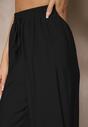 Czarne Spodnie o Szerokim Kroju High Waist z Wiązaniem Fenalin
