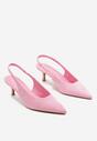 Różowe Czółenka Slingback na Obcasie Kaczuszka z Noskiem w Szpic Tulabis