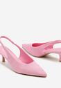 Różowe Czółenka Slingback na Obcasie Kaczuszka z Noskiem w Szpic Tulabis