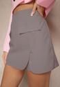 Szare Spódnico-Spodenki High Waist z Imitacją Kieszeni w Stylu Utility Olidrella