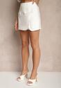 Białe Spódnico-Spodenki High Waist z Imitacją Kieszeni w Stylu Utility Olidrella