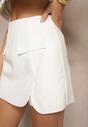 Białe Spódnico-Spodenki High Waist z Imitacją Kieszeni w Stylu Utility Olidrella