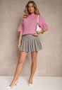 Szare Spódnico-Spodenki High Waist z Plisami w Stylu Tennis Skirt Ninaris
