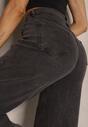Czarne Jeansy z Bawełną o Szerokim Kroju High Waist Ahuzla