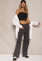 Czarne Jeansy z Bawełną o Szerokim Kroju High Waist Ahuzla