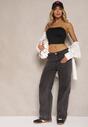 Czarne Jeansy z Bawełną o Szerokim Kroju High Waist Ahuzla