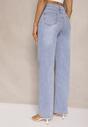 Niebieskie Jeansy z Bawełną o Szerokim Kroju High Waist Ahuzla