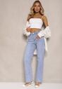 Niebieskie Jeansy z Bawełną o Szerokim Kroju High Waist Ahuzla
