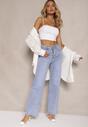 Niebieskie Jeansy z Bawełną o Szerokim Kroju High Waist Ahuzla