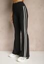 Czarne Legginsy Flare High Waist z Marszczeniem i Lampasami Kirsena
