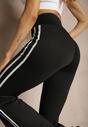 Czarne Legginsy Flare High Waist z Marszczeniem i Lampasami Kirsena