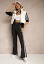 Czarne Legginsy Flare High Waist z Marszczeniem i Lampasami Kirsena