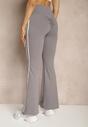 Szare Legginsy Flare High Waist z Marszczeniem i Lampasami Kirsena