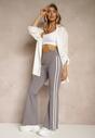 Szare Legginsy Flare High Waist z Marszczeniem i Lampasami Kirsena