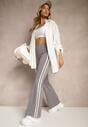 Szare Legginsy Flare High Waist z Marszczeniem i Lampasami Kirsena
