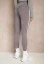 Szare Legginsy High Waist z Push-Upem z Elastycznego Materiału z Lampasami Ateria